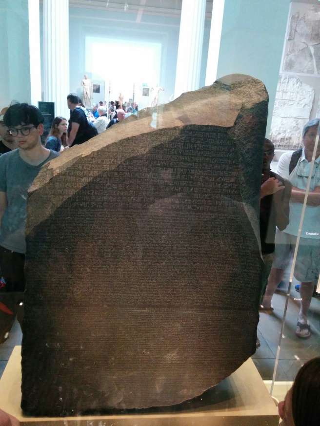 The real Rosetta Stone, encased in glass